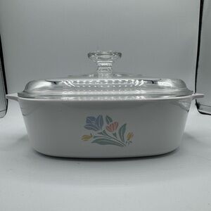 VTG Corning Ware Pastel Friendship Flower 2L Casserole Baking Dish With Lid